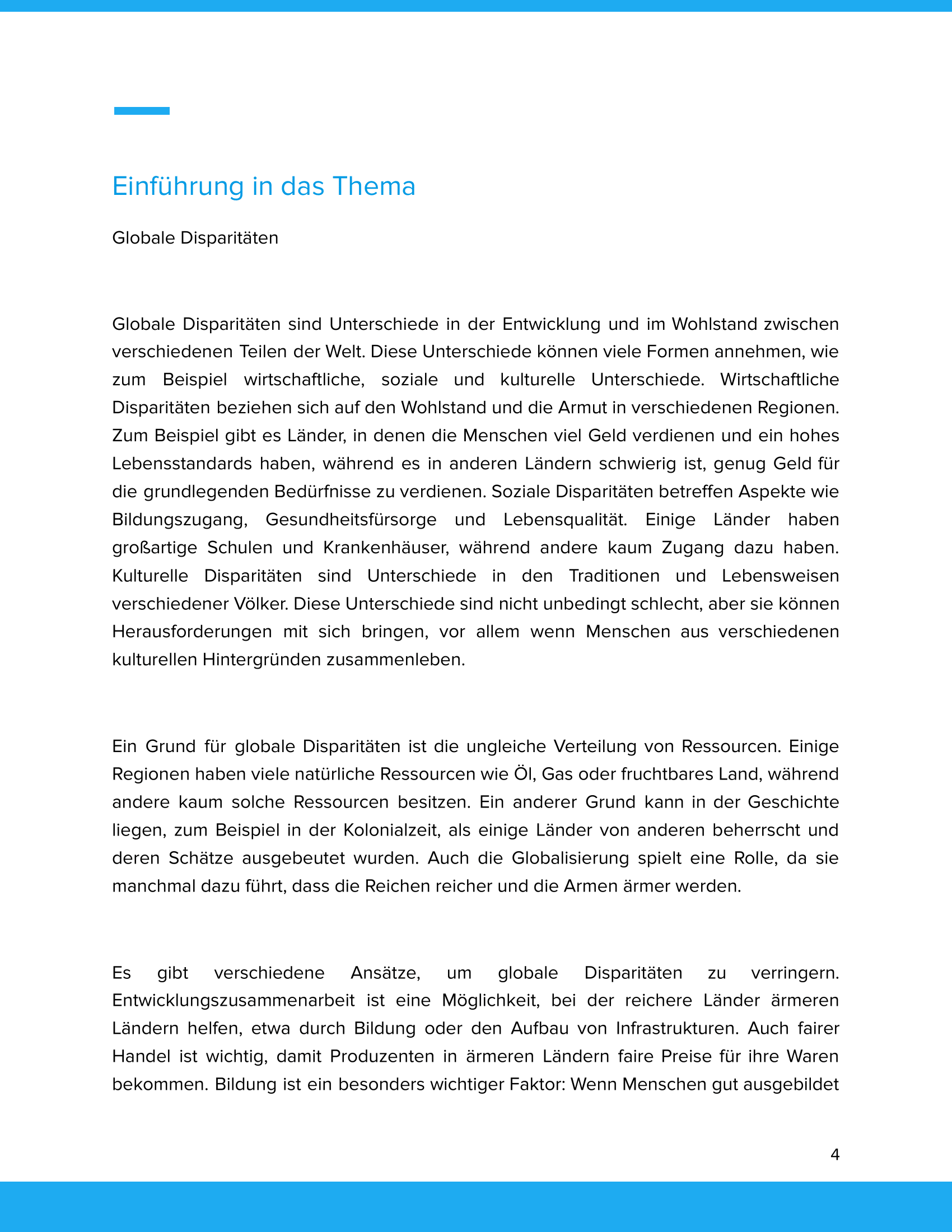 Globale Disparitäten | Unterrichtsmaterial Geographie SEK I