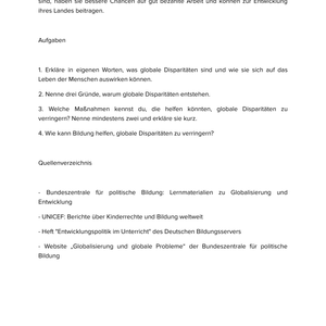 Globale Disparitäten | Unterrichtsmaterial Geographie SEK I