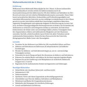 Mathe-Reise Klasse 2 – Zahlenraum bis 100 & Rechenabenteuer