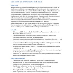 Selbstlern-Mathe Klasse 3 – Stellenwert, Rechenoperationen & Formen