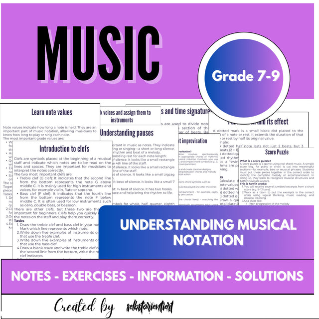 Understanding Musical Notation – Symbolism and Reading Practice (Grades 7–9)