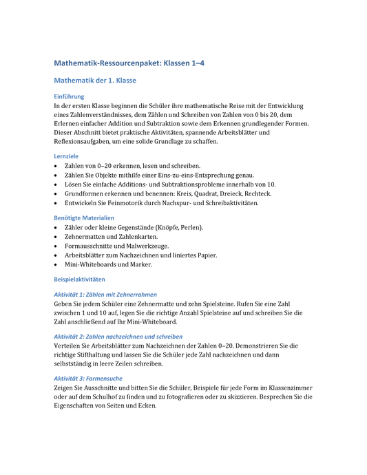 Kostenloses Mathe-Komplettpaket – Zahlenräume Klasse 1–4