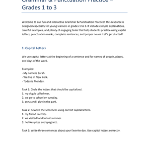 Englisch Klasse 1–3 – Grammar & Punctuation: Übungspaket mit Aufgaben