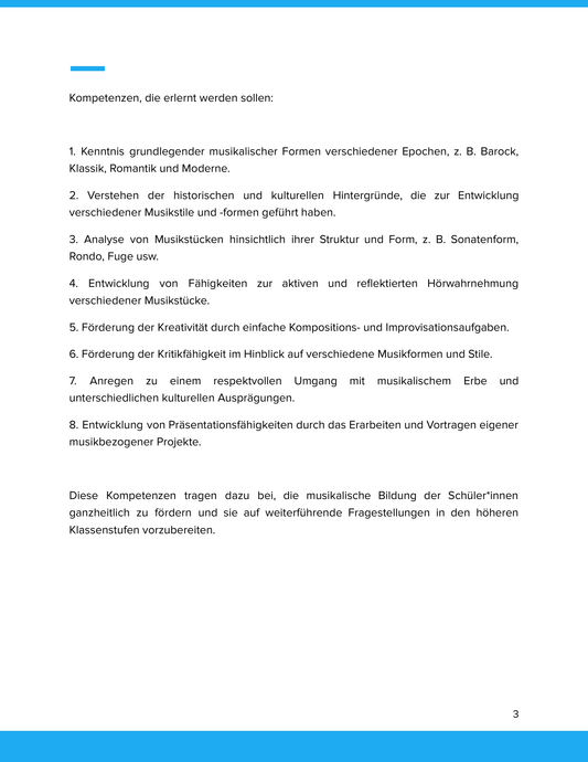 Grundlegende Formprinzipien der Musik – Unterrichtsmaterial Sekundarstufe Musik