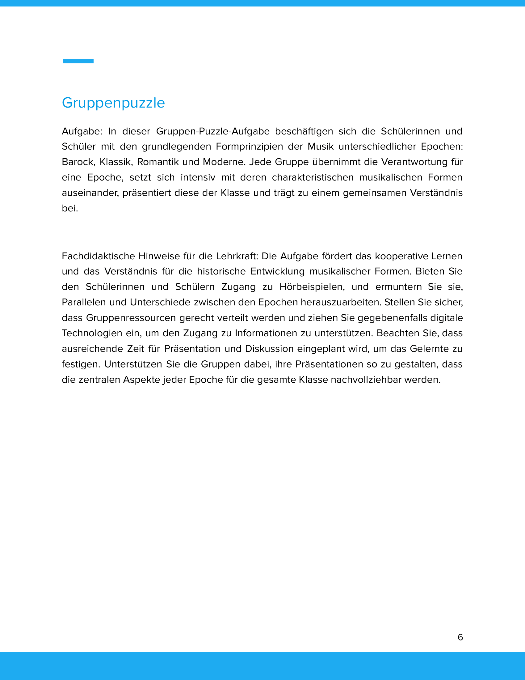 Grundlegende Formprinzipien der Musik – Unterrichtsmaterial Sekundarstufe Musik