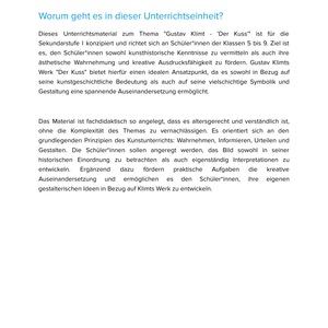Gustav Klimt – „Der Kuss“ – Kunstunterricht SEK I