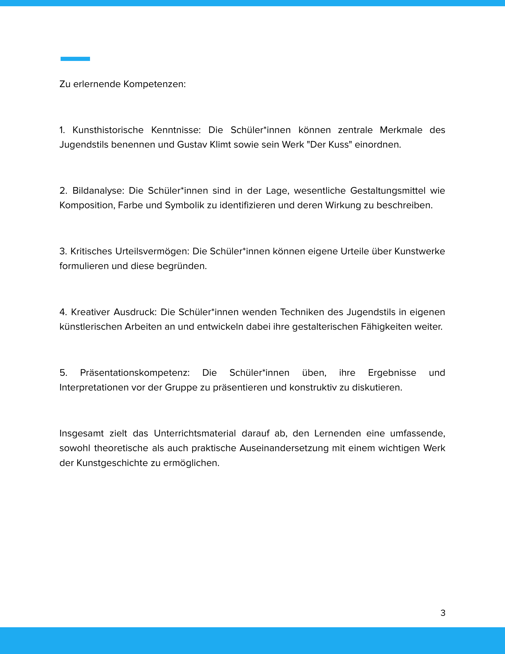 Gustav Klimt – „Der Kuss“ – Kunstunterricht SEK I
