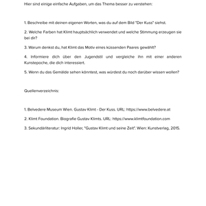 Gustav Klimt – „Der Kuss“ – Kunstunterricht SEK I