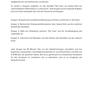 Gustav Klimt – „Der Kuss“ – Kunstunterricht SEK I