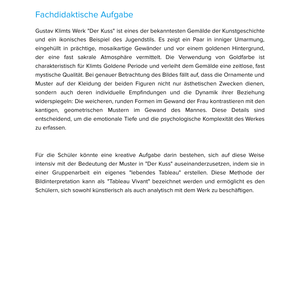 Gustav Klimt – „Der Kuss“ – Kunstunterricht SEK I