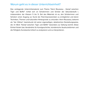 Henri Rousseau – „Kampf zwischen Tiger und Büffel“ – Kunstunterricht SEK I