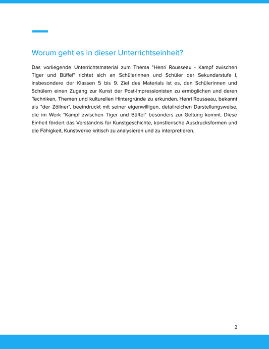 Henri Rousseau – „Kampf zwischen Tiger und Büffel“ – Kunstunterricht SEK I