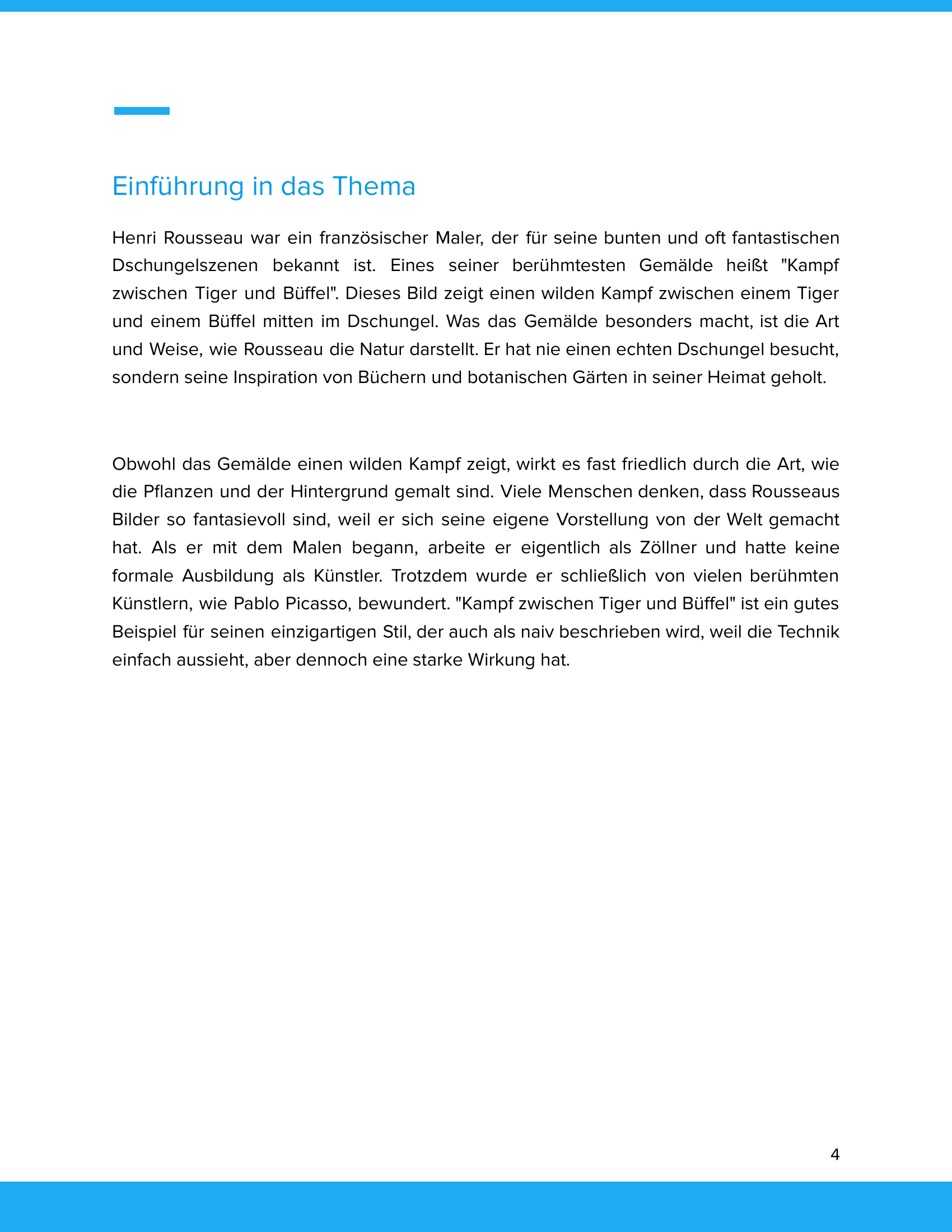 Henri Rousseau – „Kampf zwischen Tiger und Büffel“ – Kunstunterricht SEK I