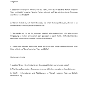 Henri Rousseau – „Kampf zwischen Tiger und Büffel“ – Kunstunterricht SEK I