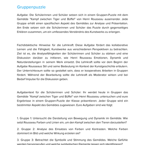 Henri Rousseau – „Kampf zwischen Tiger und Büffel“ – Kunstunterricht SEK I