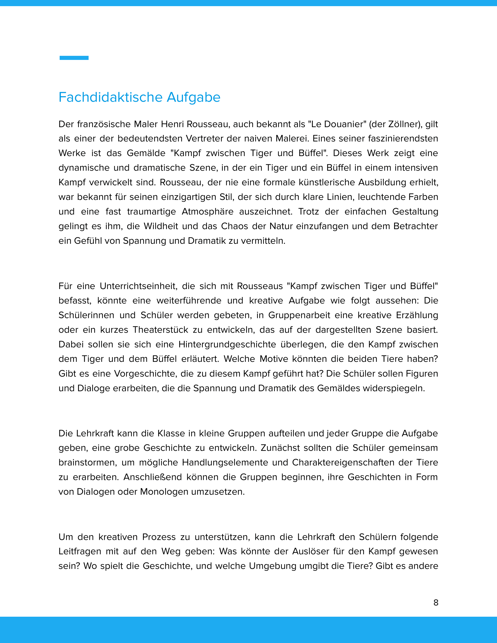 Henri Rousseau – „Kampf zwischen Tiger und Büffel“ – Kunstunterricht SEK I