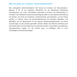 Individuelle Verantwortung & nachhaltiger Lebensstil beim Klimawandel | Unterrichtsmaterial Geographie SEK I