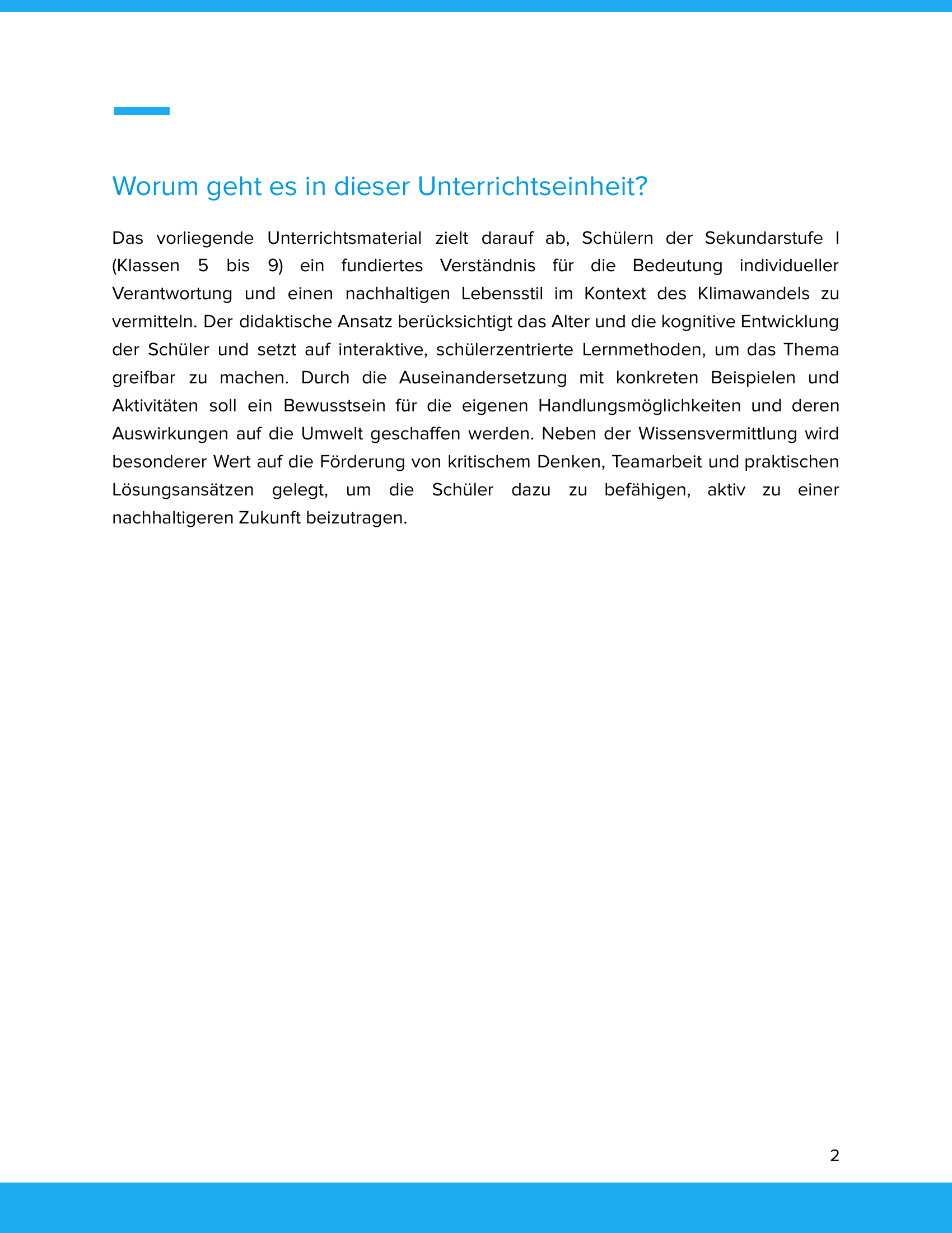 Individuelle Verantwortung & nachhaltiger Lebensstil beim Klimawandel | Unterrichtsmaterial Geographie SEK I