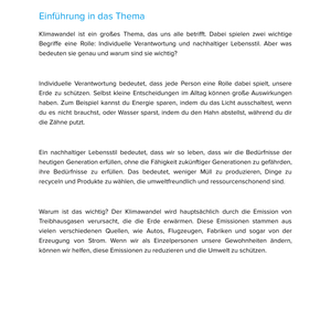 Individuelle Verantwortung & nachhaltiger Lebensstil beim Klimawandel | Unterrichtsmaterial Geographie SEK I