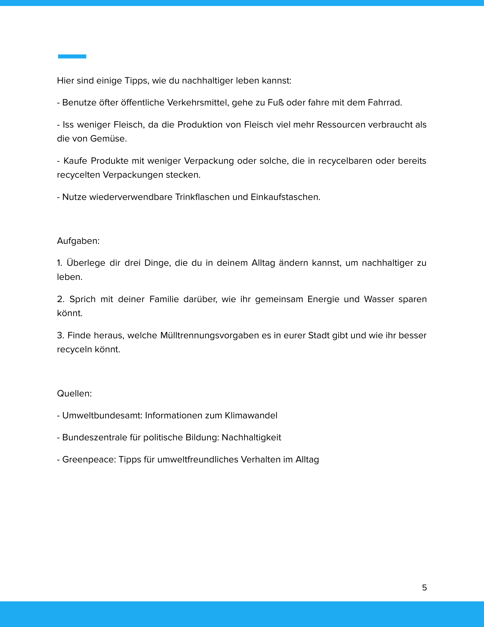 Individuelle Verantwortung & nachhaltiger Lebensstil beim Klimawandel | Unterrichtsmaterial Geographie SEK I