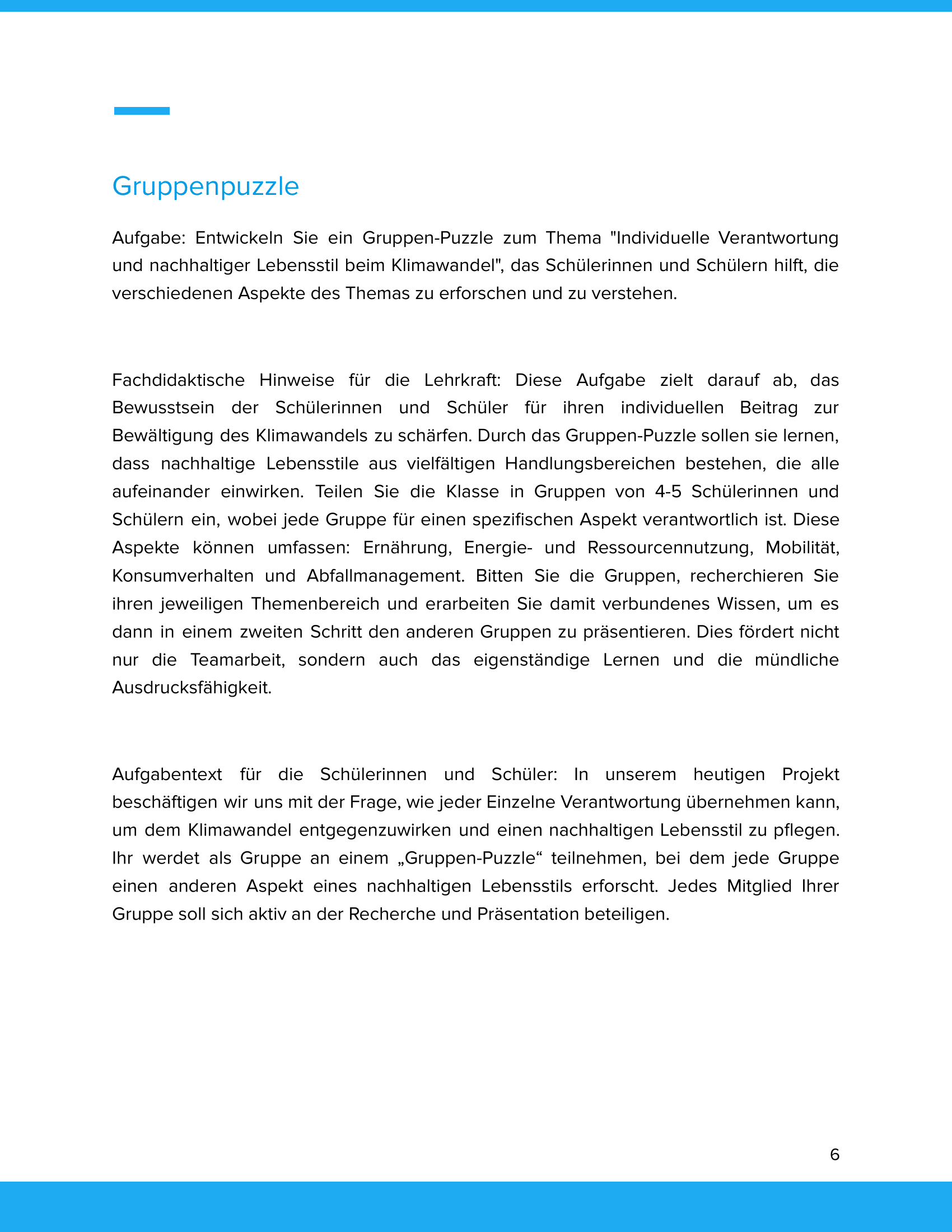 Individuelle Verantwortung & nachhaltiger Lebensstil beim Klimawandel | Unterrichtsmaterial Geographie SEK I
