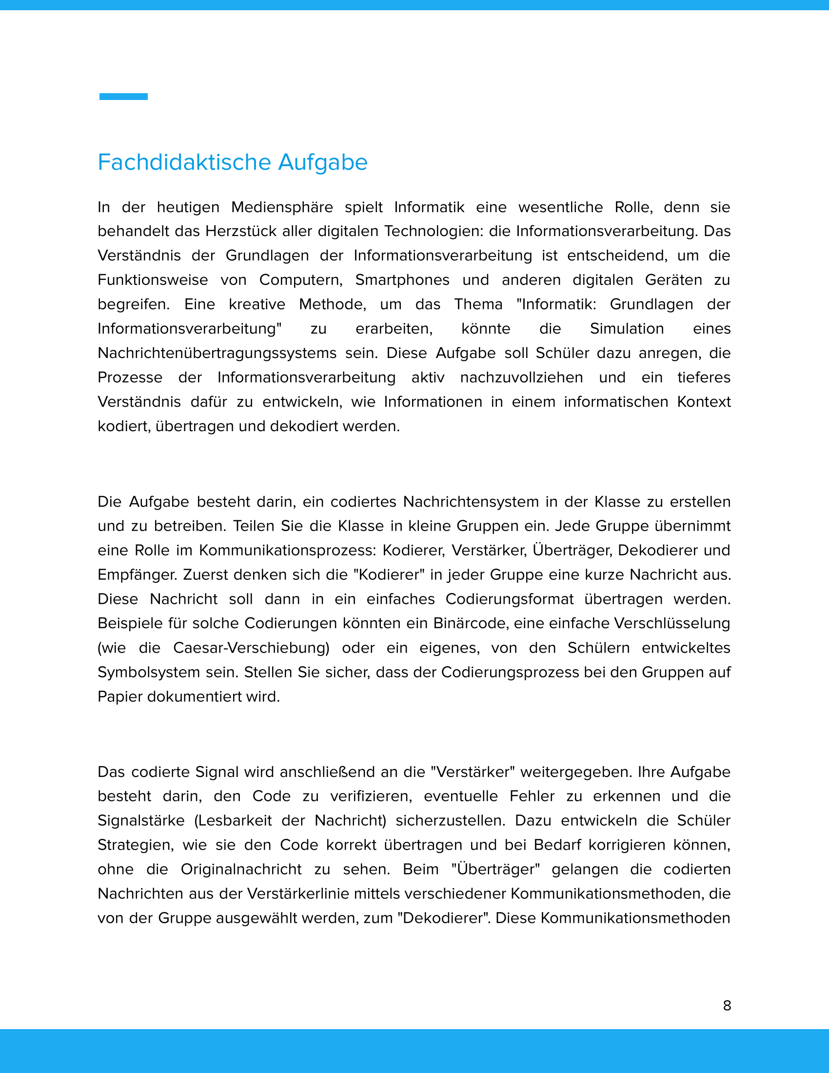 Unterrichtsmaterial „Informatik: Grundlagen der Informationsverarbeitung“ (Sek I)