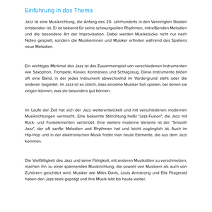Jazz & moderne Musikstile – Unterrichtsmaterial Musik Sekundarstufe