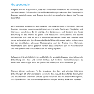 Jazz & moderne Musikstile – Unterrichtsmaterial Musik Sekundarstufe