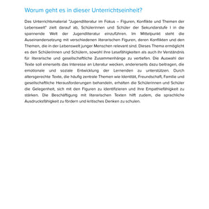Jugendliteratur im Fokus – Figuren, Konflikte und Themen der Lebenswelt