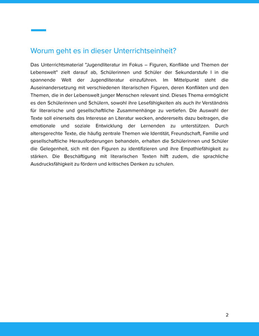 Jugendliteratur im Fokus – Figuren, Konflikte und Themen der Lebenswelt