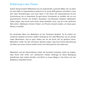 Kasimir Sewerinowitsch Malewitsch – Suprematismus – Kunstunterricht SEK I