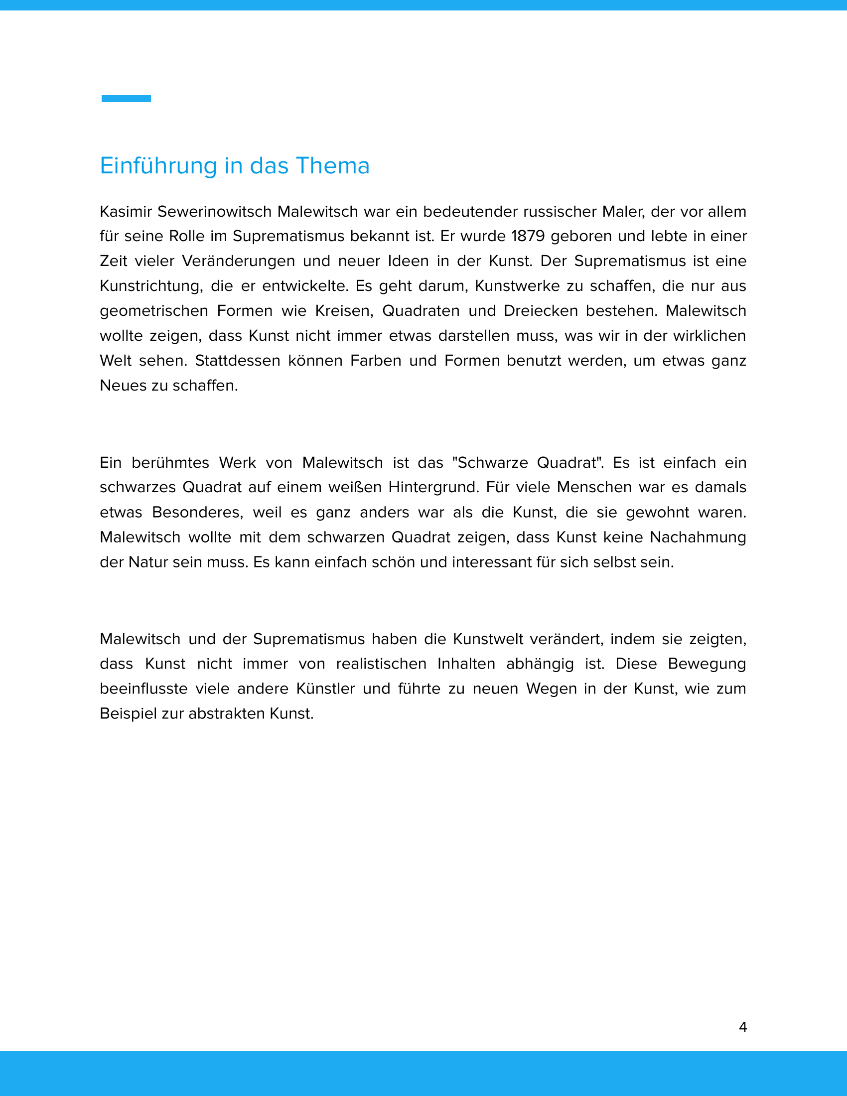 Kasimir Sewerinowitsch Malewitsch – Suprematismus – Kunstunterricht SEK I