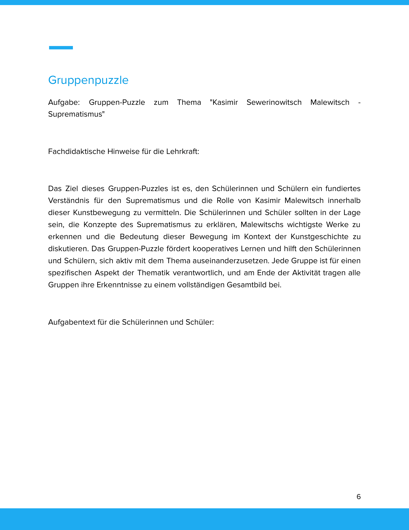 Kasimir Sewerinowitsch Malewitsch – Suprematismus – Kunstunterricht SEK I