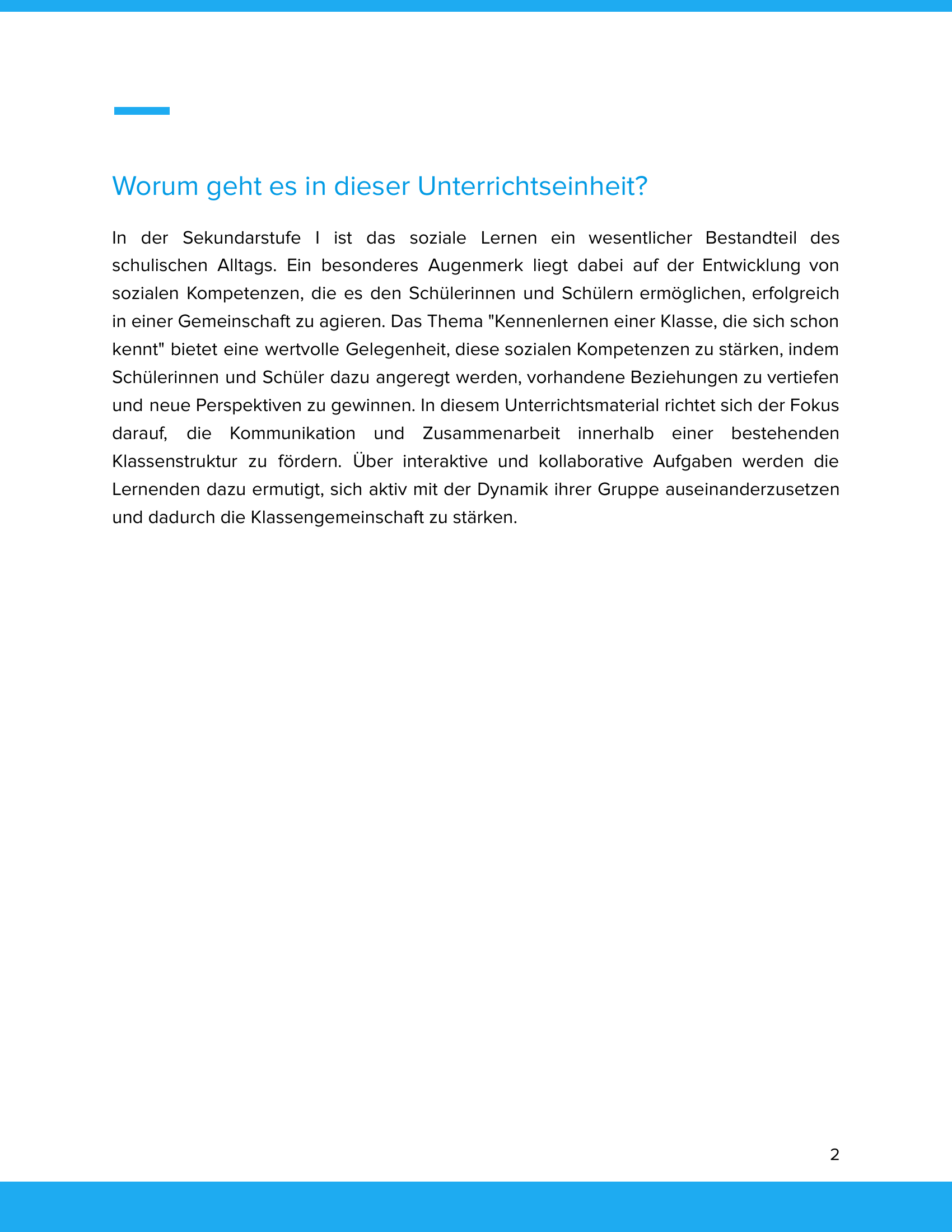 Kennenlernen einer Klasse, die sich schon kennt Unterrichtsmaterial Soziales Lernen SEK I