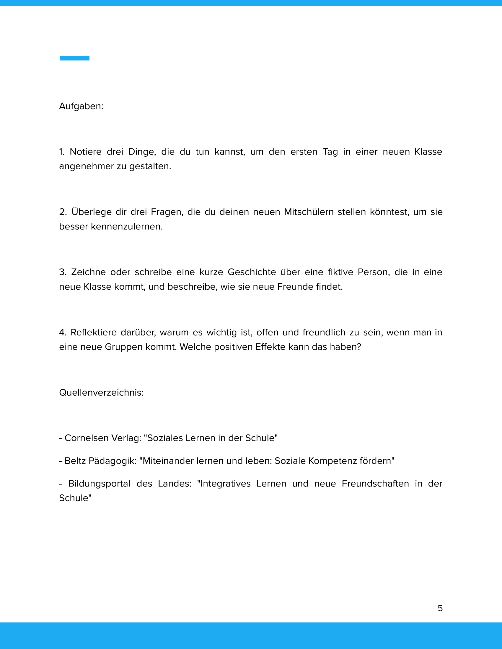 Kennenlernen einer Klasse, die sich schon kennt Unterrichtsmaterial Soziales Lernen SEK I