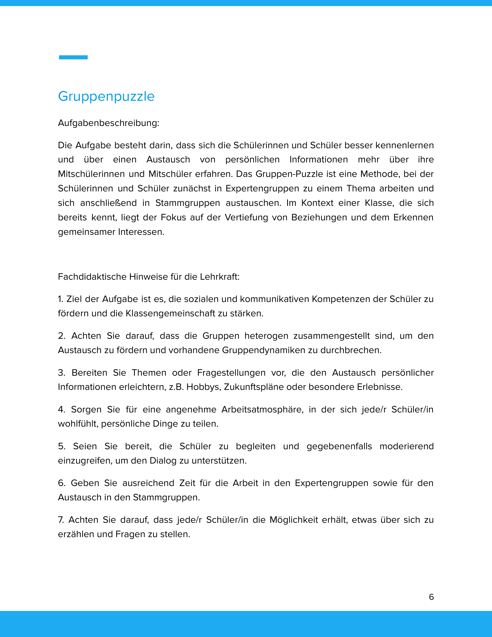 Kennenlernen einer Klasse, die sich schon kennt Unterrichtsmaterial Soziales Lernen SEK I