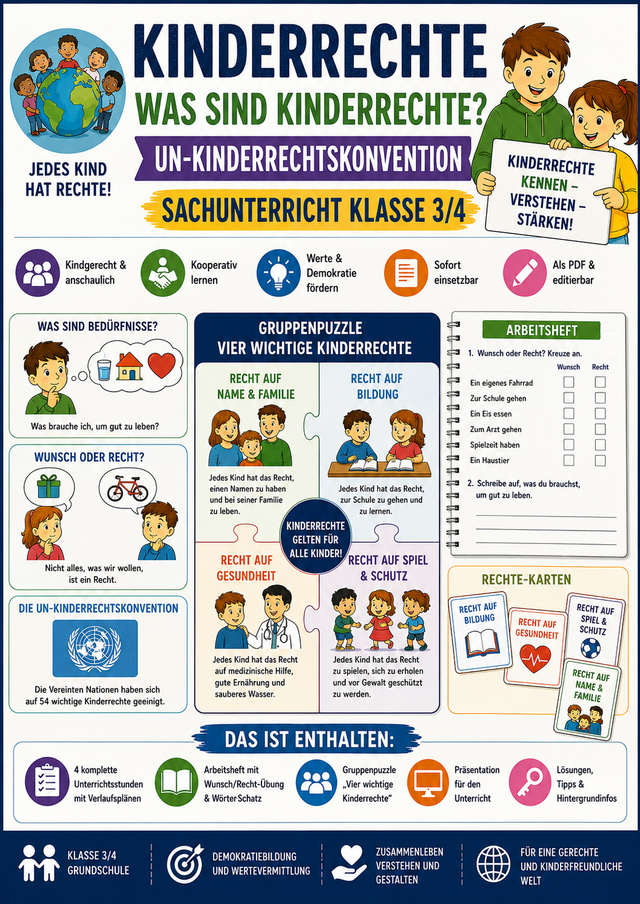 Kinderrechte – Was sind Kinderrechte? | UN-Kinderrechtskonvention | Sachunterricht Klasse 3/4