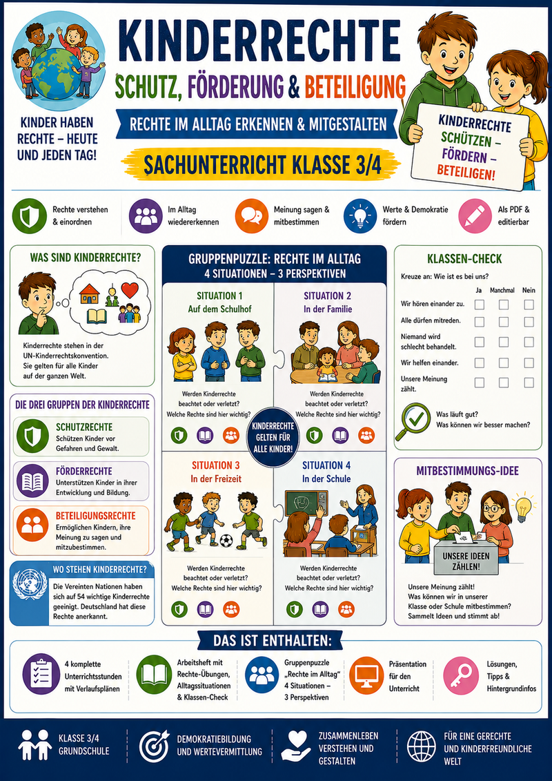 Kinderrechte – Schutz, Förderung & Beteiligung | Rechte im Alltag | Sachunterricht Klasse 3/4