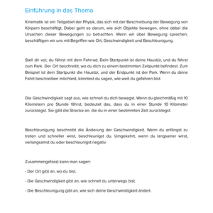 Kinematik – Körper & Bewegung in Physik einfach erklärt – Physikunterricht SEK I