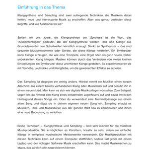Klangsynthese & Sampling – Unterrichtsmaterial Musikproduktion Sekundarstufe