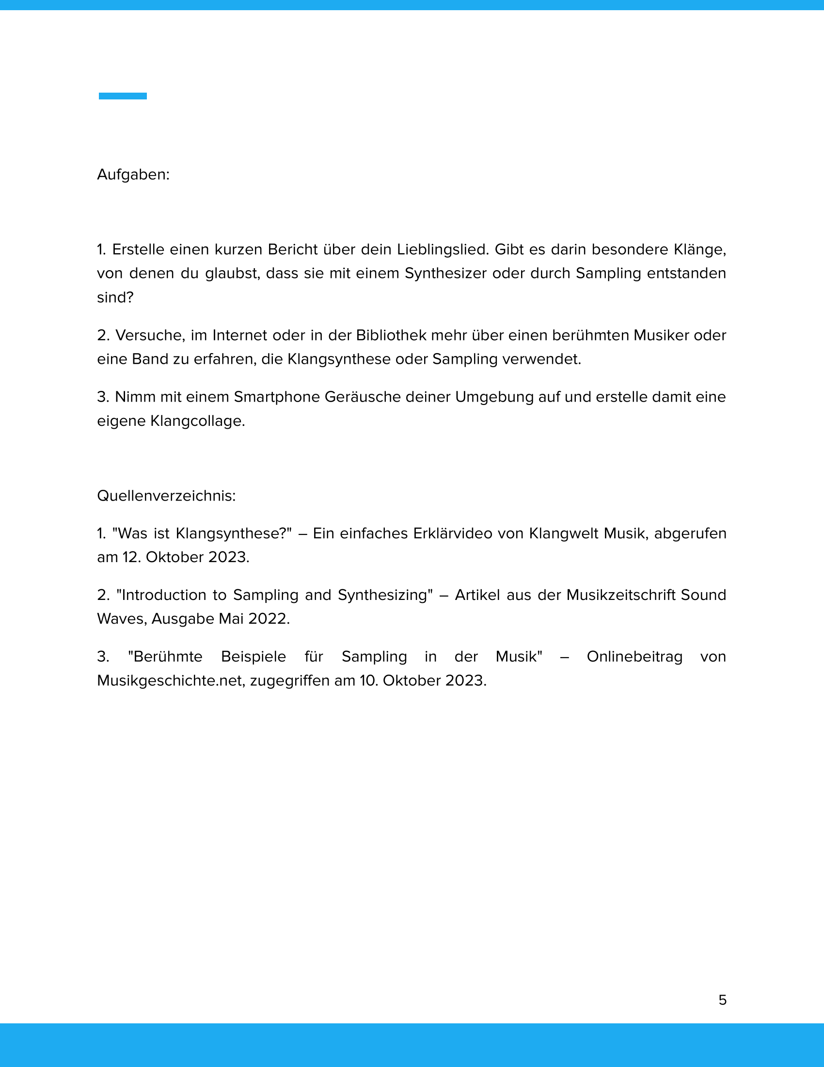 Klangsynthese & Sampling – Unterrichtsmaterial Musikproduktion Sekundarstufe