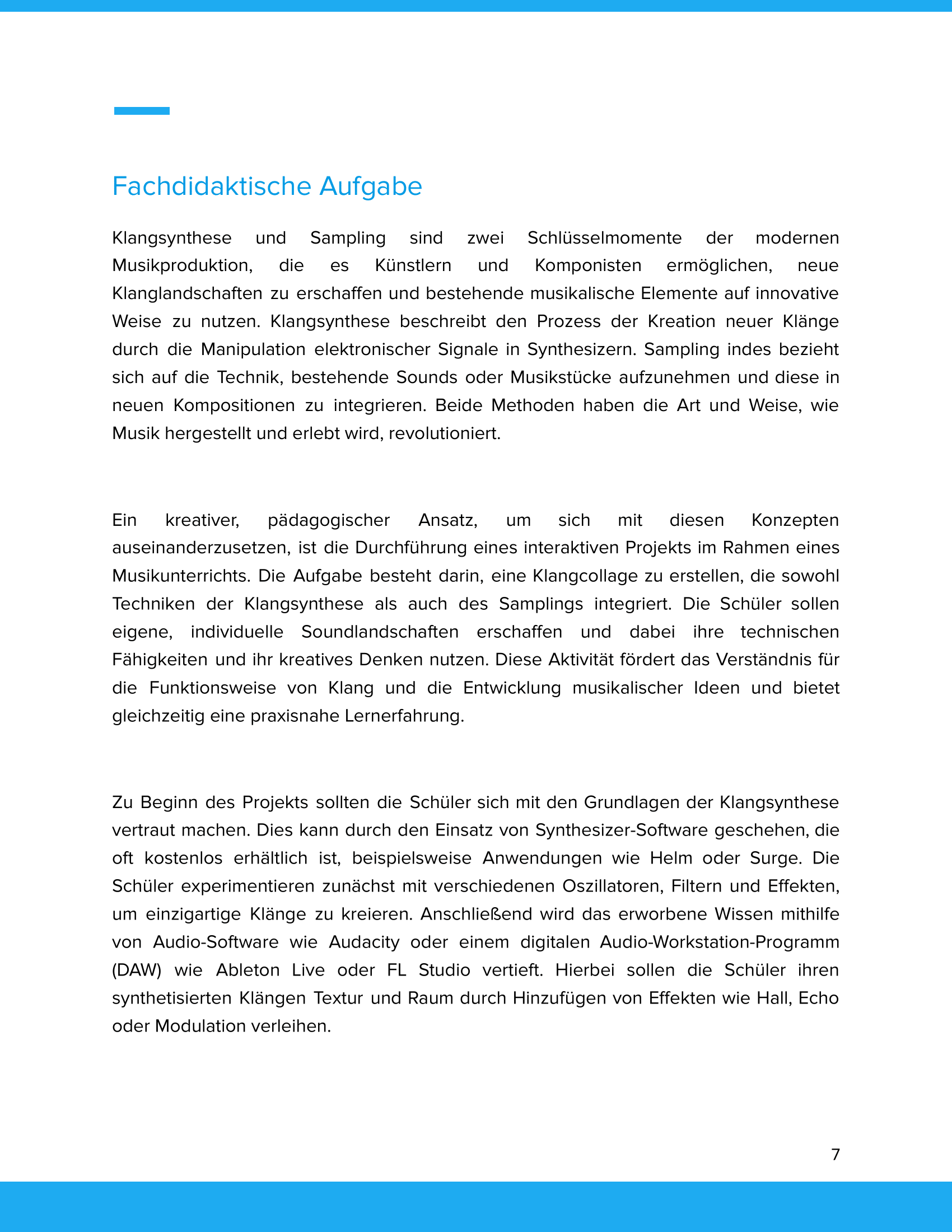 Klangsynthese & Sampling – Unterrichtsmaterial Musikproduktion Sekundarstufe