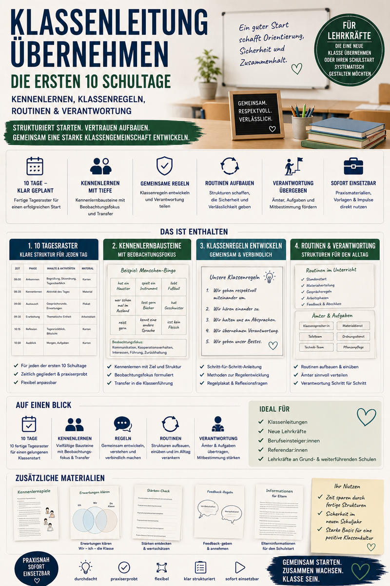 Klassenleitung übernehmen: die ersten zehn Schultage – Tagesraster und Rituale
