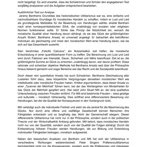 Utilitarismus-Klausur – Bentham, Mill & Singer analysieren (Sek II)
