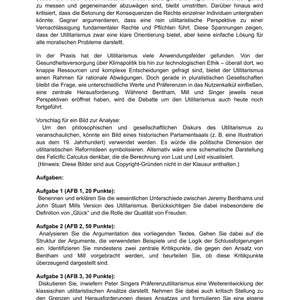 Utilitarismus-Klausur – Bentham, Mill & Singer analysieren (Sek II)