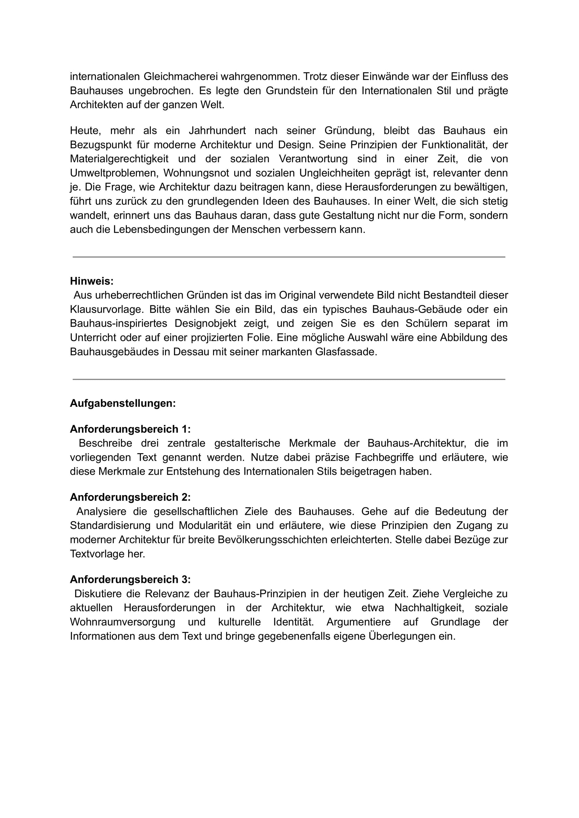 Bauhaus-Architektur – Die neue Moderne | Klausur mit Erwartungshorizont (Sek II)