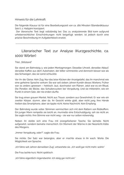 Kurzgeschichte & Bildanalyse – Text-Bild-Vergleich | Klausur Sek II