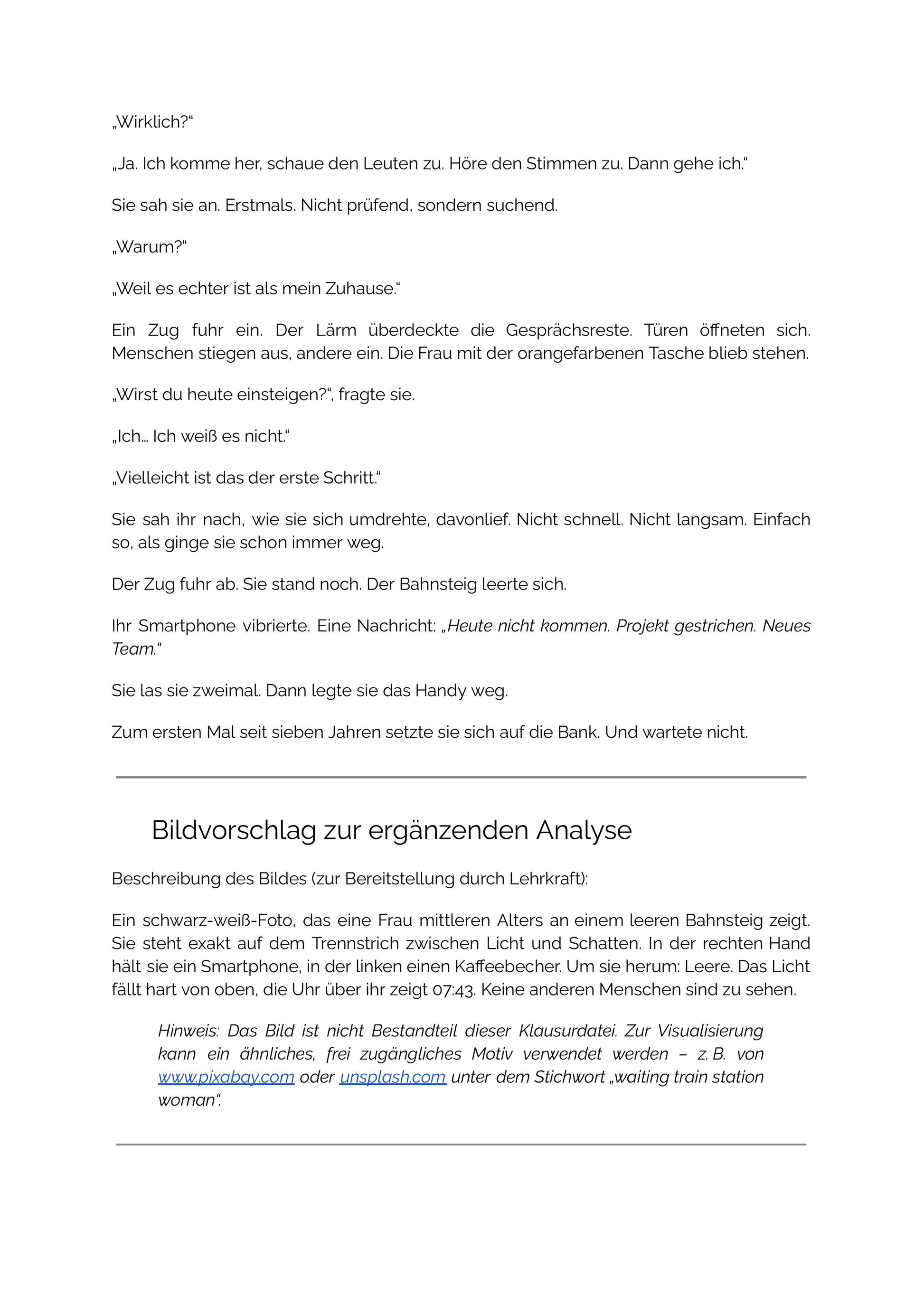 Kurzgeschichte & Bildanalyse – Text-Bild-Vergleich | Klausur Sek II