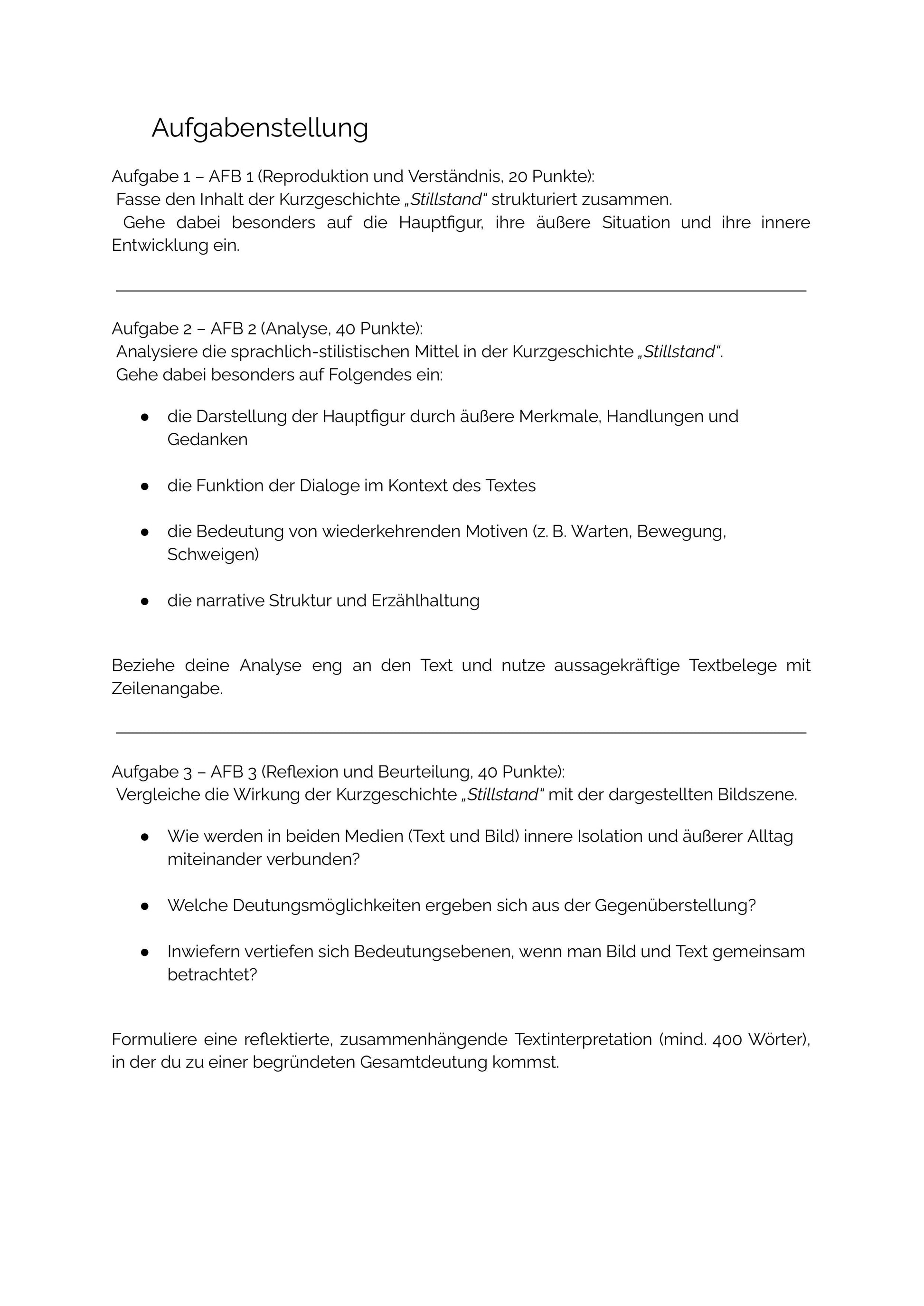Kurzgeschichte & Bildanalyse – Text-Bild-Vergleich | Klausur Sek II
