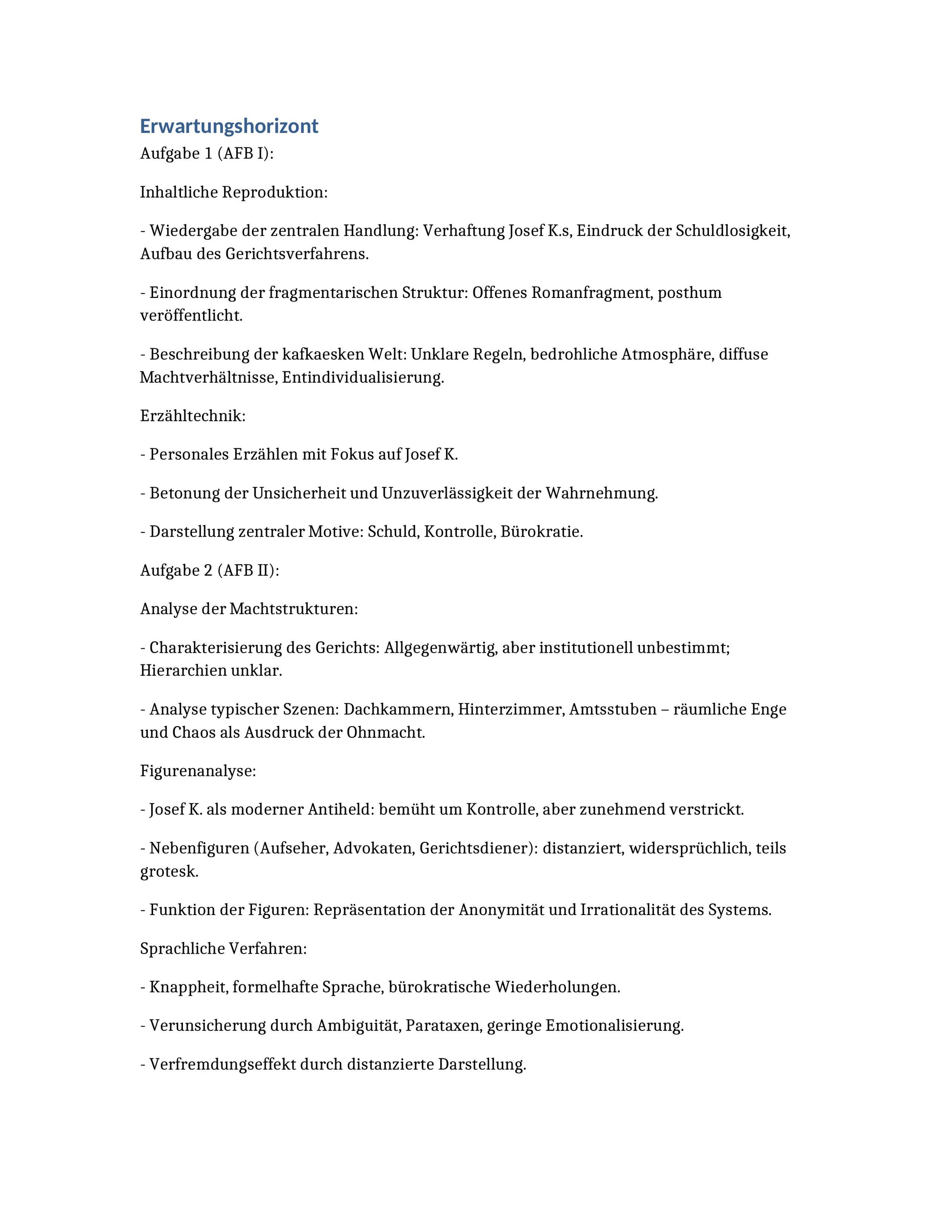 Der Process – Kafka | Klausur zu Bürokratie, Macht & Moderne (Sek II)